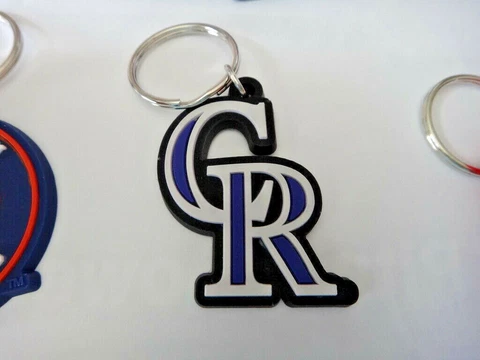 1.5" Colorado Rockies soft Rubber PVC MLB Baseball Team 1" Keyring Backpack Cover