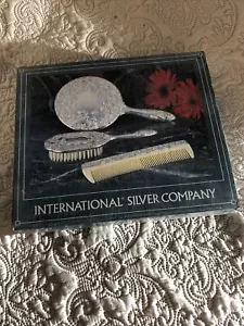 Vintage International Silver Company Vanity Dresser Set Brush Mirror & Comb - Picture 1 of 7