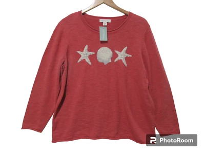 Suéter Top Algodón Talla PXL Petite Nuevo con Etiquetas $80 Coldwater Creek Rubor Rosa LIGERO Foto 1 de 4