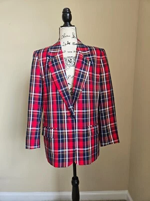 Pendleton Sophisticates Chaqueta Blazer Rojo Cuadros Mujer 12 Petite Foto 1 de 4