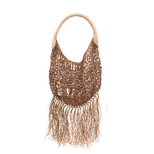 RRP €615 BARBARA BONNER Leather Braided Hobo Bag Tassels Slouchy Made in Italy