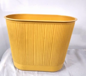 Vintage Rubbermaid 2954 Ribbed Waste Basket Almond Bright Yellow Trash Can - Picture 1 of 8