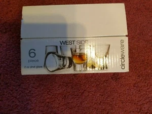 NIB Circleware West Side 6 Pc Set 2 oz Shot Glasses made in Bulgaria nice/heavy - Picture 1 of 4