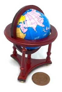 Casa de Muñecas Globo Giratorio Mundo Sobre Un Soporte De Madera Escala 1:12 Estudio 9 Tumdee - Imagen 1 de 8