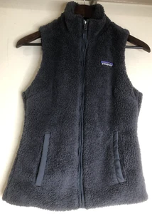 Patagonia Women's Size XS Gray Full Zip Camping Soft Furry Sleeveless Logo - Picture 1 of 7