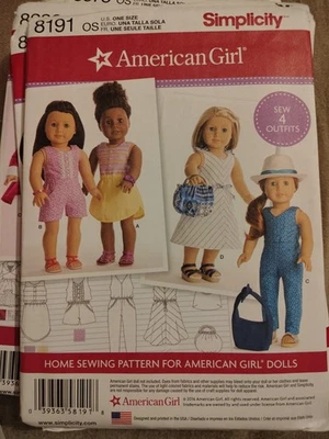 Simplicity 8191 American Girl Doll Clothes 4 Outfits Sewing Pattern - Image 1 of 4