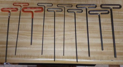 MIXED LOT OF 10 SAE EKLIND BRAND T- HANDLE ALLEN WRENCHES NR STANDARD - Image 1 of 4