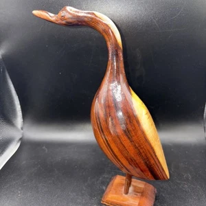 Hand Carved Heron From Jamaica - MCM 2 Tone Wood - Lovely Item - Picture 1 of 10