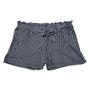 Black White Gingham XL Checkered Paperbag Shorts Jolie & Joy by FCT with Love - Picture 1 of 11