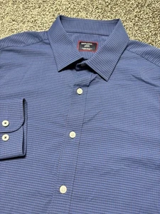 Camisa Untuckit Performance Para Hombre Grande Azul Manga Larga Nylon Rayas Cuadros - Imagen 1 de 11