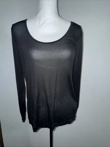 L.L. Bean Women’s Black Base Layer Silk Long Sleeve Knit Top size L Round Neck - Picture 1 of 5
