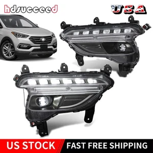 Fit For 2017-2018 Hyundai Santa Fe Sport Front LED Fog Lights Left & Right Side - Picture 1 of 9