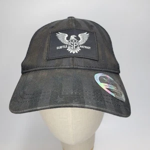 Subtle Patriot Eagle Logo COVERT Black on Black/Gray Flag Print Adjustable Hat - Picture 1 of 11
