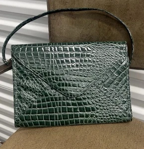 Schultertasche grün Krokoprägung - Bild 1 von 3