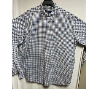 Ralph Lauren camicia manica lunga colletto bianco blu viola taglia XXXL uomo - Foto 1 di 9