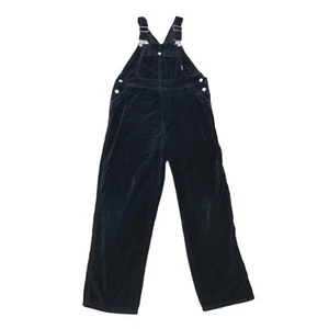 Vintage 90s Gap black velvet straight leg bib overalls Girls XXL - Picture 1 of 5