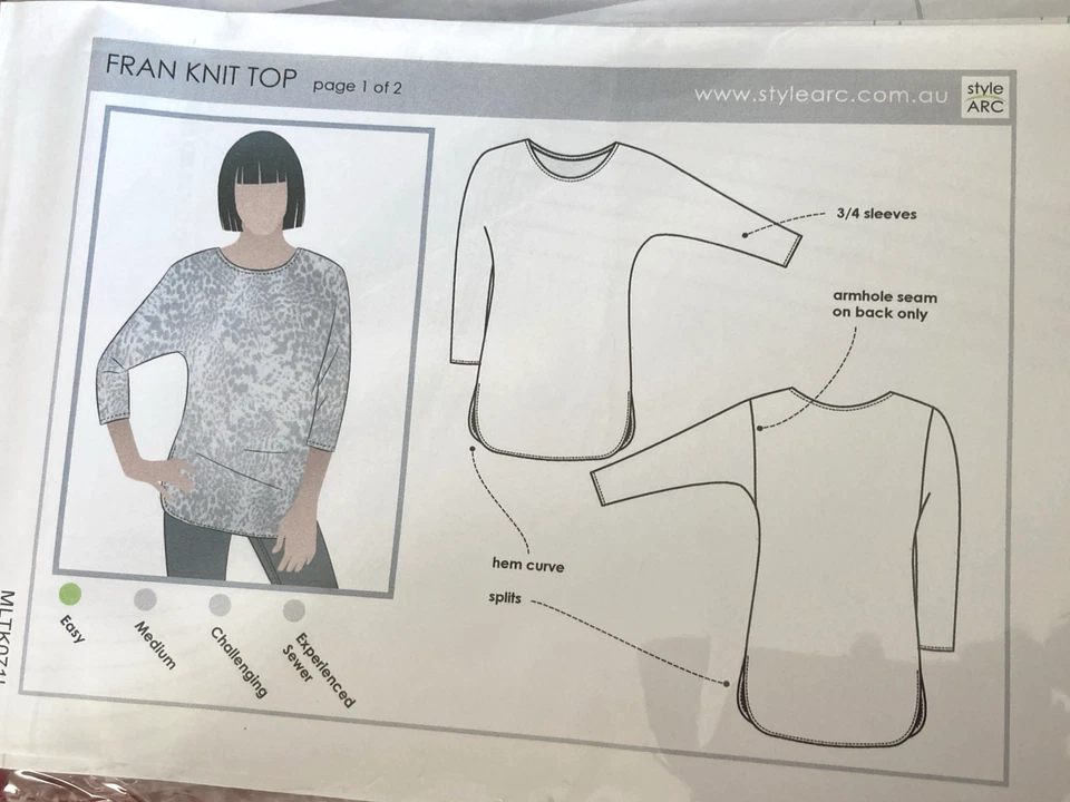 STYLE ARC Sewing Pattern Fran Knit Top SIZE 18 - 30 UNCUT FF - Image 1 of 1