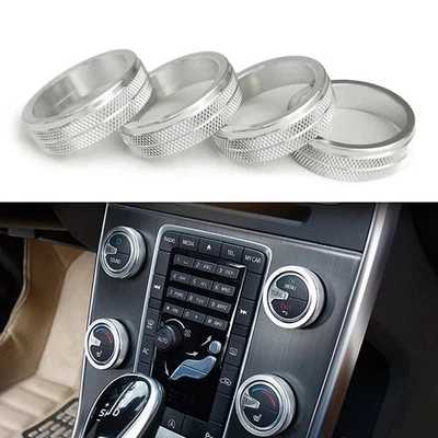 For VOLVO Interior Accessory Silver Alloy Audio & AC Control Knob Covers - Image 1 of 4