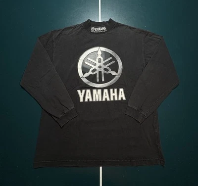 Vintage 90s Yamaha Snowmobiles Long Sleeve Mock Shirt Men’s XL Black Racing USA - Image 1 of 4
