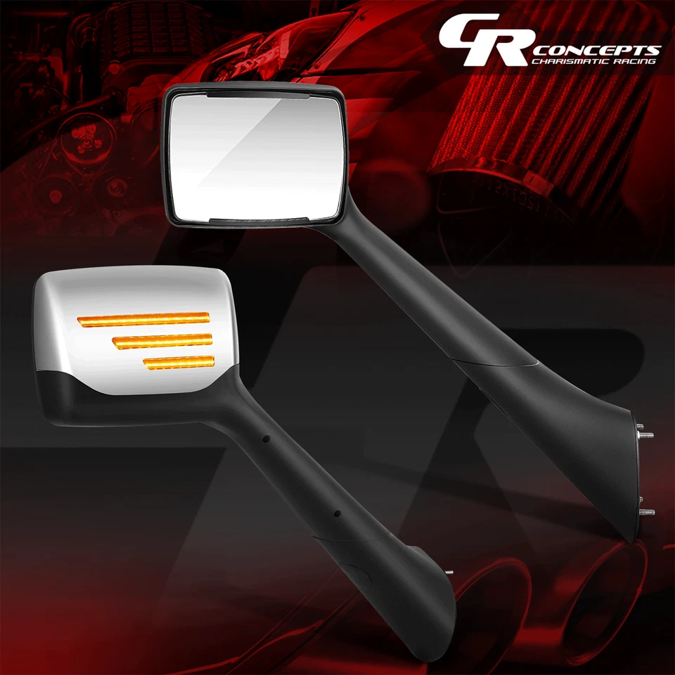 Par de espejos retrovisores laterales con campana de señal de giro de barra de luz LED para Peterbilt 579 2022-2025 Foto 1 de 4