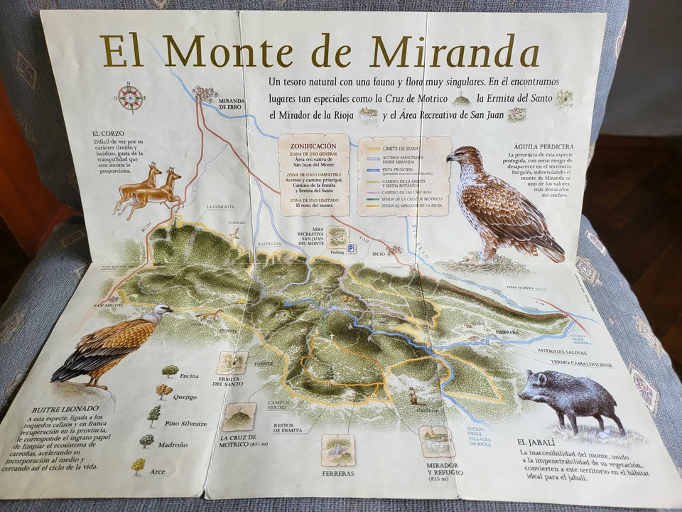 MAPA JUNTA CYL MONTE MIRANDA ESPACIOS NATURALES BURGOS ILUSTRADOS DESPLEGABLE - Imagen 1 de 1