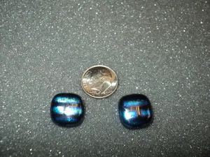 Pierced Post EARRINGS Blue & Black Enamel Squares 1/2" Square Geometric Vintage - Picture 1 of 2
