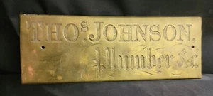 Thomas Johnson Klempner aus dem frühen 19. Jahrhundert mit spitzem Fingerhand Messingschild - Bild 1 von 19