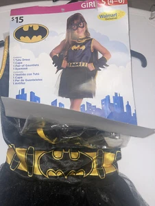 BATGIRL SUPERHERO GIRLS  HALLOWEEN COSTUME 4/6  TUTU/CAPE/GAUNTLETS EYE MASK - Picture 1 of 8