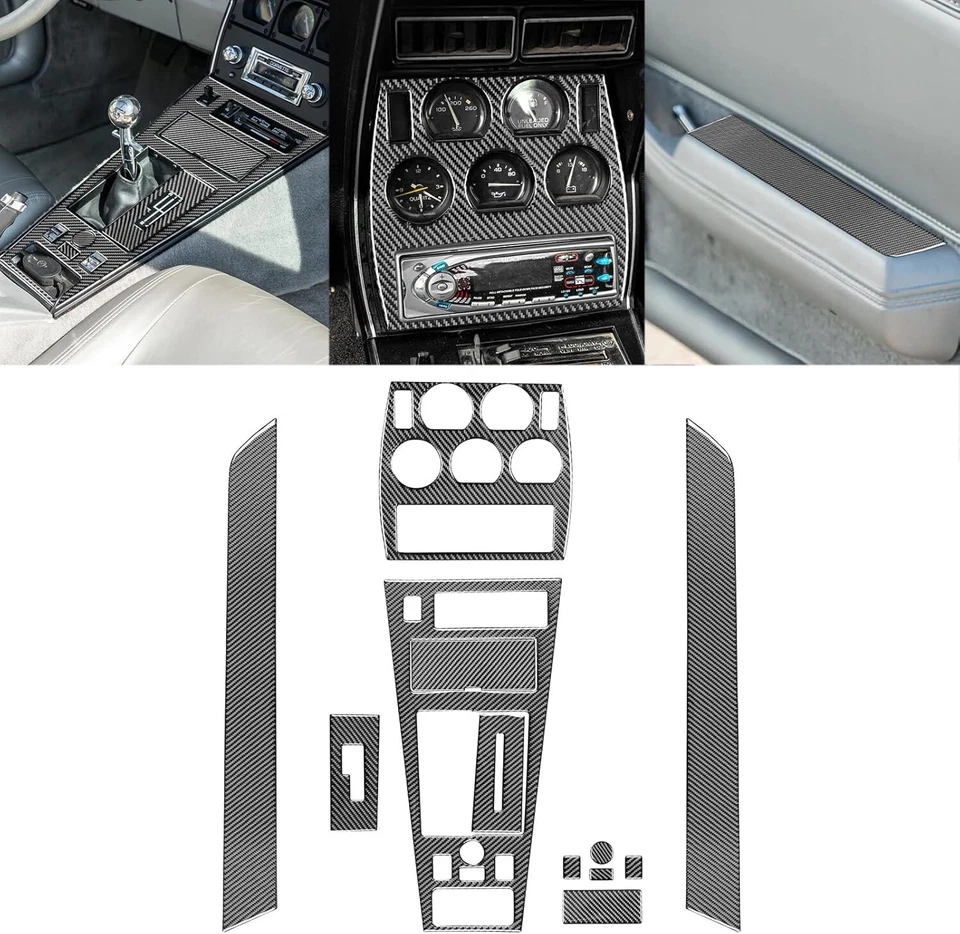 12PCS Real Carbon Fiber Interior Full Set For Chevrolet Corvette C3 1968-1982 - Image 1 of 4