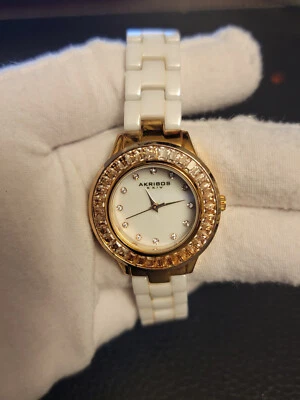 Vintage Akribos XXIV Women's Wristwatch Ceramic Sapphire Coated Crystal Works - Image 1 of 4