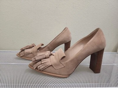 BOMBAS TOD'S Para Mujer Rosa Desnudo Gamuza Flecos Borla Puntera Punta Talla 36.5 EE. UU. 6.5 Foto 1 de 4