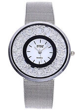 GLAMOROUS SILVER STAINLESS STEEL CRYSTAL WATCH