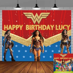 Wonder Woman Personalised Custom Banner Backdrop Party Supplies Birthday Gift - Picture 1 of 6