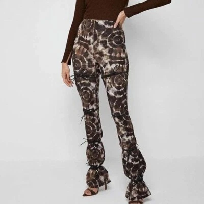 MANIÉRE DE VOIR Flare Leg Leggings in Tie Dye Brown Size M - Image 1 of 4