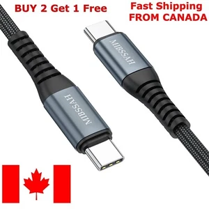 Câble Chargeur Rapide 60W USB-C vers USB-C 3A pour Samsung Macbook Type-C Cordon CANADA - Photo 1 sur 8