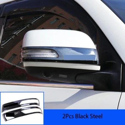 2x Tira de espejo retrovisor lateral de acero negro apta para Toyota Land Cruiser 2013-2021 Foto 1 de 4