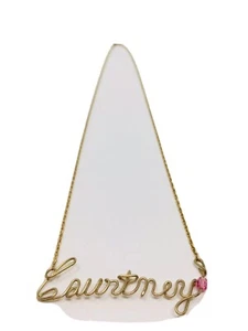 Nameplate Necklace Courtney Gold Plated 16" inches length - Picture 1 of 7