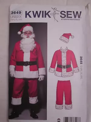 Kwik Sew 3649 Santa Claus Suit Costume Pattern S-XXL Christmas St. Nick UC FF - Image 1 of 2