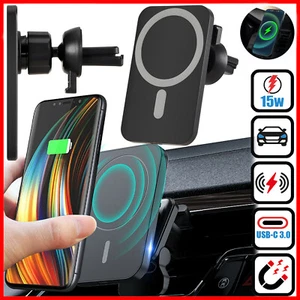15W Magnetic Wireless Charger Air Vent Mount Car Bracket For iPhone 13 14Pro Max - Picture 1 of 13
