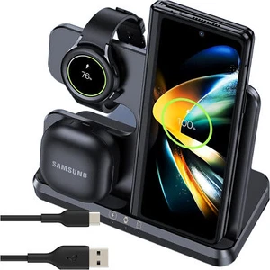 Chargeur sans fil inductif 3 en 1 Qi 3.0 rapide pour Samsung S22 S23 S24 Galaxy - Afbeelding 1 van 9