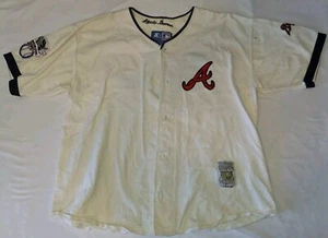 Vtg Atlanta Braves Cooperstown Collection -Starter Brand Size L White Jersey MLB - Picture 1 of 13