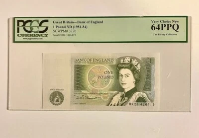 Great Britain 1 Pound ND(1981-84) P-377b,PCGS 64 PPQ+GIFT!  GBAF - Image 1 of 3