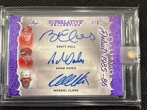 2019-20 W.Clark, Brett Hull, A.Oates Leaf Superlative Debuts Signatures 1/3 #SD3 - Picture 1 of 3