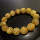 15 mm bracelet perles rondes en cristal quartz rutilé cheveux naturels AAA
