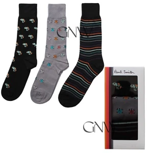 PAUL SMITH HERREN DREI PAAR SOCKEN HERGESTELLT IN ITALIEN mit PS GESCHENKBOX EINGRÖSSE war £60 - Bild 1 von 8