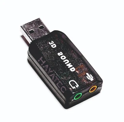 USB 3D Sound Card Adapter 3.5mm Headphone Jack External Stereo Audio Headset PC - Image 1 of 4