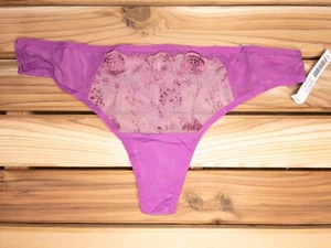 NWT Purple Wildflower Embroidered Thong Panty Size 7 L by Soma - Picture 1 of 3