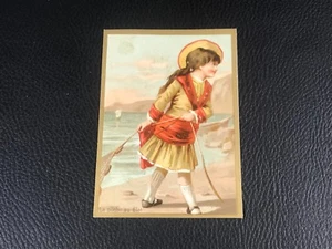 CHROMO CARD LA PECHE AU FILET EPOQUE 1880 90 - Bild 1 von 2