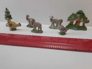 7 vecchi intonaci vintage? Gesso? Espositore Putz Natalizio Alberi Pecora Pollo Anatra - Foto 1 di 7