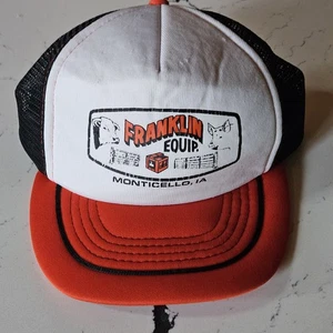 VTG Franklin Equipment Hat Snapback Trucker Cap Mens White Monticello Iowa - Picture 1 of 5